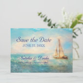 Save The Date Bateau à voile mer | Mariage aquarelle nautique (Debout devant)