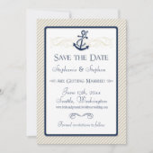 Save The Date Bateau Ancre nautique Diagonal Stripes Swirl Moder (Devant)