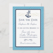 Save The Date Bateau Ancre nautique Diagonal Stripes Swirl Moder (Devant)