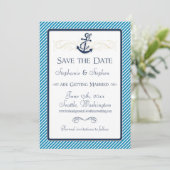 Save The Date Bateau Ancre nautique Diagonal Stripes Swirl Moder (Debout devant)