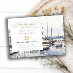 Save The Date Bateaux côtiers en boue à Harbour Mariage<br><div class="desc">Coastal Boats at Harbour Seascape Theme Collection.- c'est un script élégant aquarelle Illustration de pastel Harbour Side Boats, parfait pour votre destination portuaire mariage & fêtes. Il est très facile de customiser, avec vos données personnelles. Si vous avez besoin d'un autre produit correspondant ou de la personnalisation, veuillez envoyer un...</div>