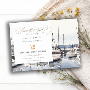Save The Date Bateaux côtiers en boue à Harbour Mariage