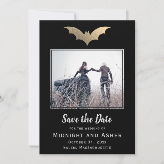 Save The Date Bats Mariage Halloween Enregistrer La Date (Devant)
