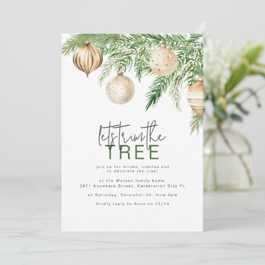 Save The Date Baubles de Noël d'or | Ajustons L'Arbre (Debout devant)