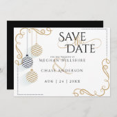 Save the date | Baubles noirs et or modernes (Devant / Derrière)