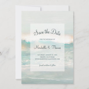 Save The Date Beach Blue Ocean Waves Mariage