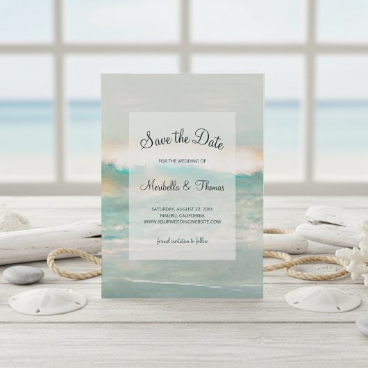 Save The Date Beach Blue Ocean Waves Mariage