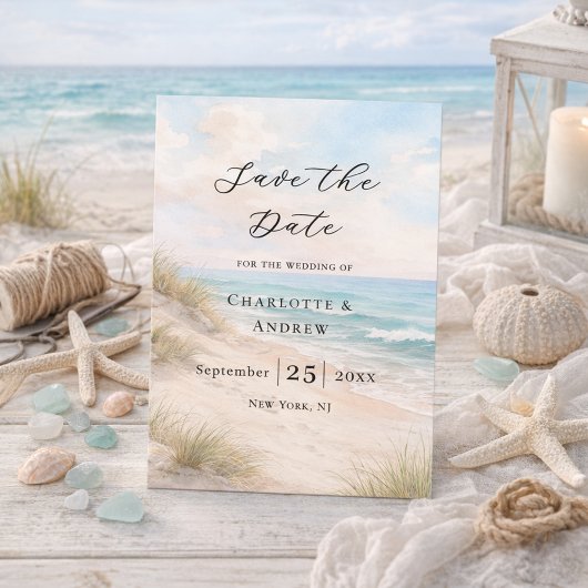 Save The Date Beach coastal modern wedding
