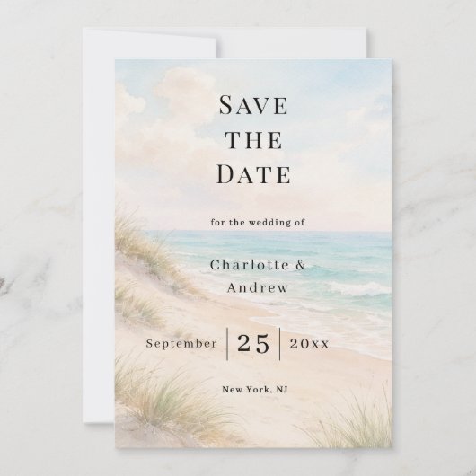 Save The Date Beach coastal modern wedding (Devant)