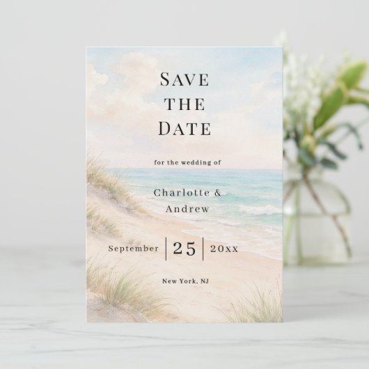 Save The Date Beach coastal modern wedding (Debout devant)