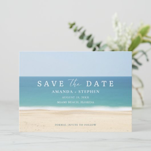 Save The Date Beach Destination Mariage Photo Enregistrer La Dat (Debout devant)