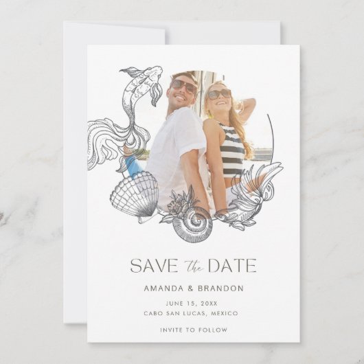 Save The Date Beach Photo Mariage d'été Enregistrer la date (Devant)
