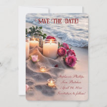 Save the Date Beach Roses Candles