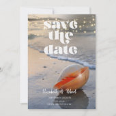 Save The Date Beach Seashell Éclairages À Chaînes Enregistrer La (Devant)
