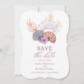 Save The Date Beach Seashells Aquarelle Côte Chic Mariage (Devant)