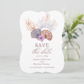 Save The Date Beach Seashells Aquarelle Côte Chic Mariage (Debout devant)