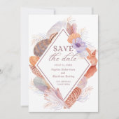 Save The Date Beach Seashells Aquarelle Côte Chic Mariage Sa (Devant)