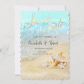 Save The Date Beach Seashells Sable Enregistrer La Date (Devant)