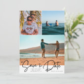 Save The Date Beach Three Photo Wedding Sauvez la date (Debout devant)