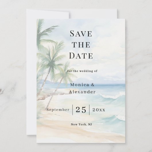 Save The Date Beach tropical destination wedding (Devant)