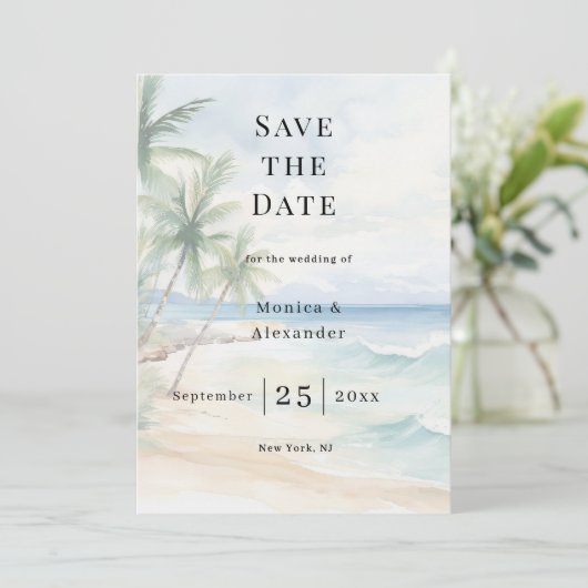 Save The Date Beach tropical destination wedding (Debout devant)