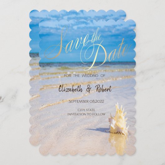 Save The Date Beach Vave Le Coquillage La Date (Devant / Derrière)