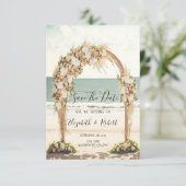 Save The Date Beach Wedding Chic Arbor Roses Enregistrer La Date (Debout devant)