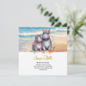 Save The Date Beach Wedding with Hippo Couple (Debout devant)