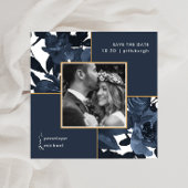 Save The Date Beau Bleu Floral Photo Mariage Enregistrer La Date