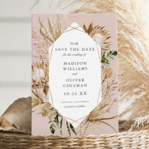 Save The Date Beau Boho Botanical Mariage géométrique