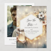 Save The Date Beau Boho Mason Jar Mariage (Devant / Derrière)