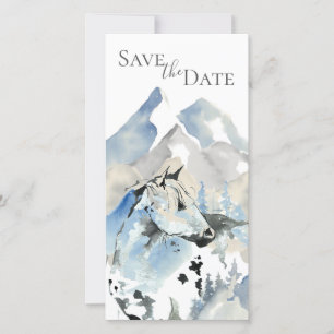 Save The Date Beau cheval Abstrait et Mariage de montagne