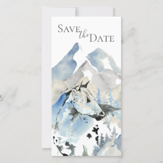 Save The Date Beau cheval Abstrait et Mariage de montagne