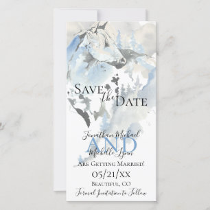 Save The Date Beau cheval Abstrait et Mariage de montagne