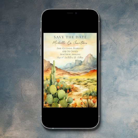Save The Date Beau désert Cactus Mariage sud-ouest