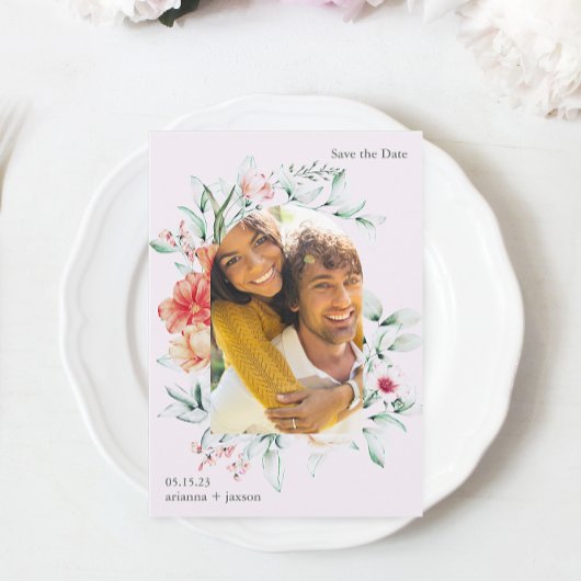 Save The Date Beau Lavande Floral Arch Mariage photo