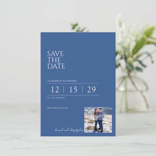 Save The Date Beau Mariage bleu (Debout devant)