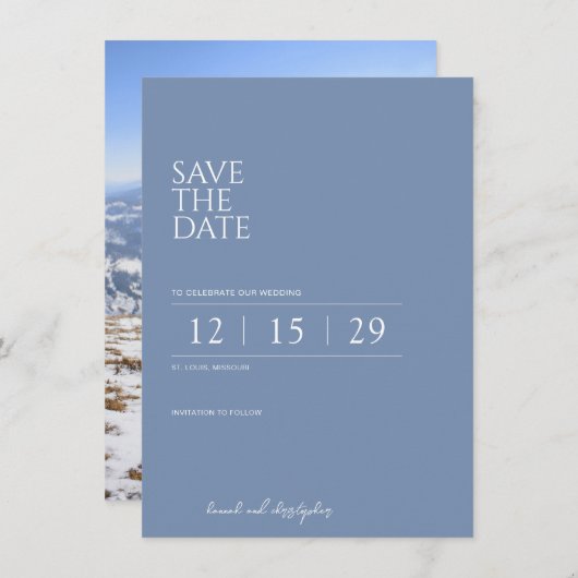 Save The Date Beau Mariage bleu (Devant / Derrière)