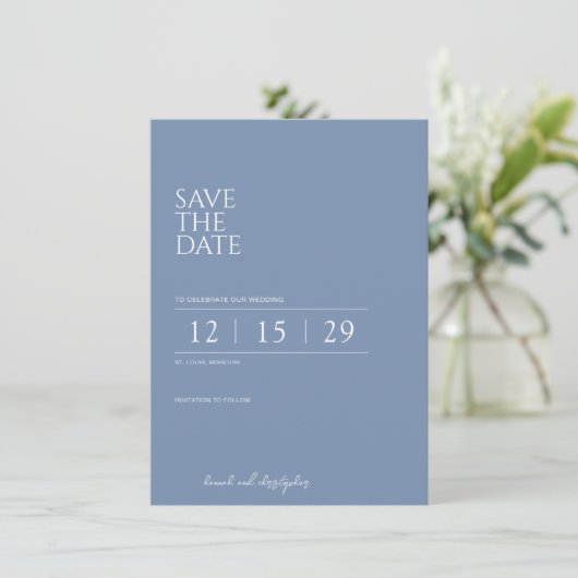 Save The Date Beau Mariage bleu (Debout devant)