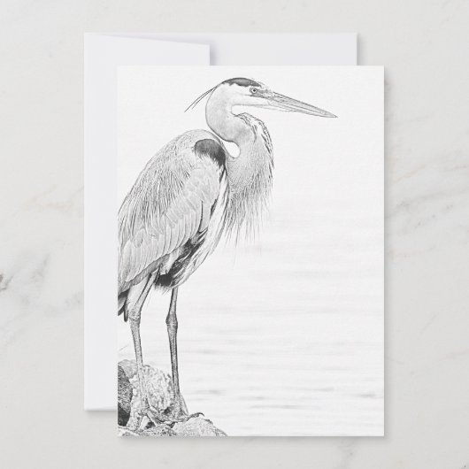 Save The Date Beau Mariage de croquis d'oiseaux d'eau de Héron b (Dos)