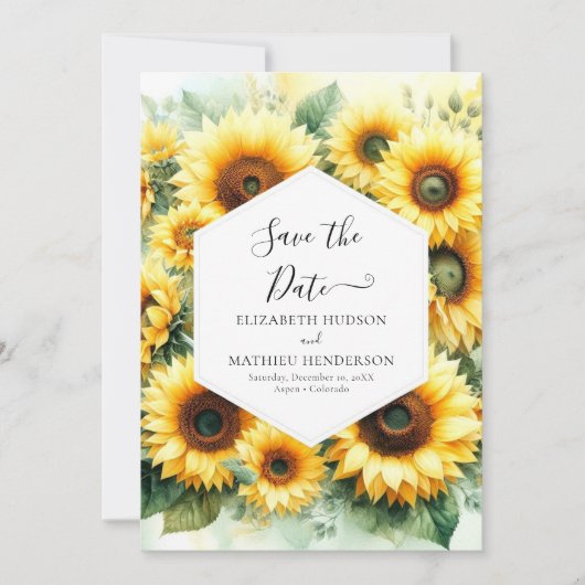 Save The Date Beau Mariage de tournesol Boho (Devant)