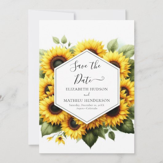 Save The Date Beau Mariage de tournesol minimal (Devant)