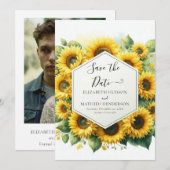 Save The Date Beau Mariage de tournesol numérique (Devant / Derrière)