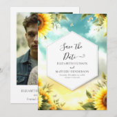 Save The Date Beau Mariage floral de tournesol (Devant / Derrière)