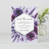 Save The Date Beau Mariage floral violet imprimable (Debout devant)