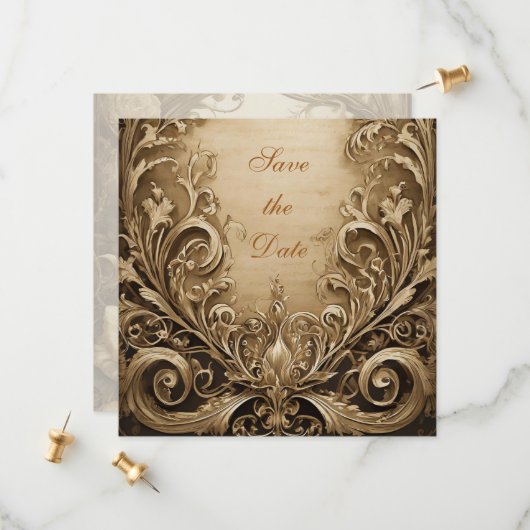 Save The Date Beau Mariage Rose Enregistrer La Date (Devant/Arrière en situation)