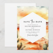 Save The Date Beau Mariage Whimsical Cactus (Devant / Derrière)