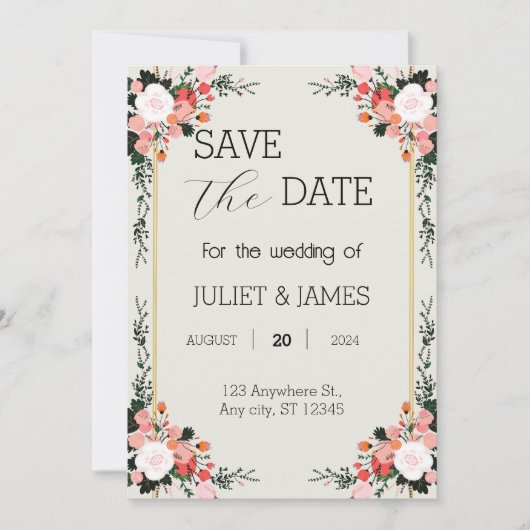 Save The Date beau rose et blanc Blush Floral (Devant)
