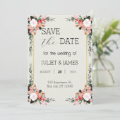 Save The Date beau rose et blanc Blush Floral (Debout devant)