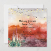 Save The Date Beau Succulent Sunset Heart Mariage géométrique (Dos)
